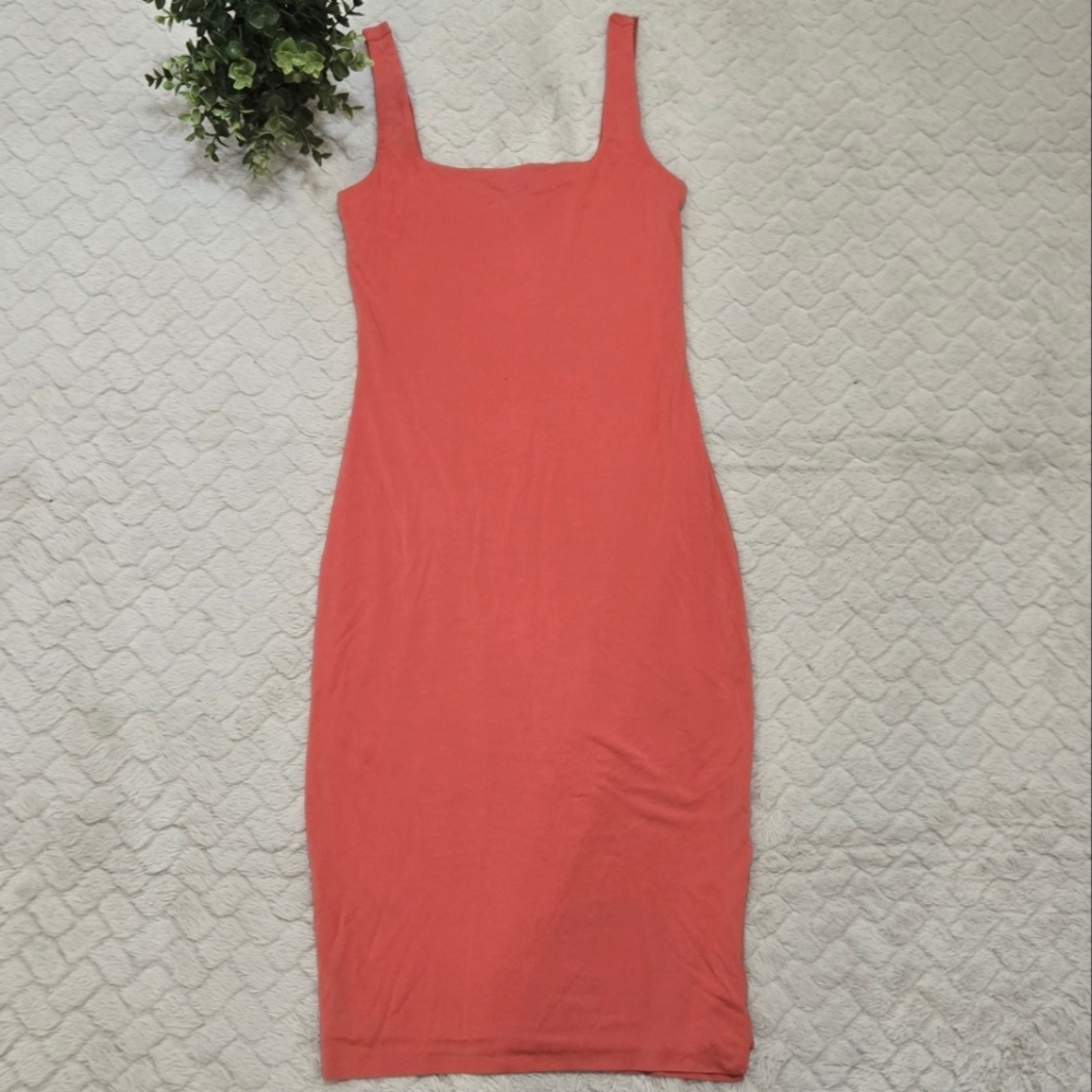Women’s Coral Square-Neck Bodycon Dress
